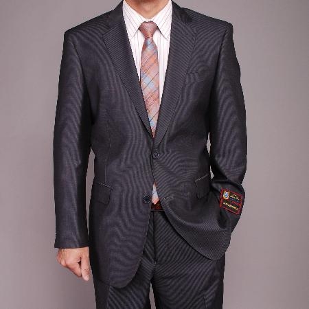  Gray Wedding / Prom Micro-Stripe ~ Pinstripe 2-button Inexpensive ~ Cheap ~ Discounted Cheap Priced Fitted Tapered cut Suit 