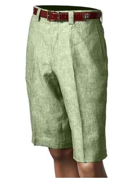 Inserch clothing line /Merc Pleated creased Linen Flat Front Shorts Green