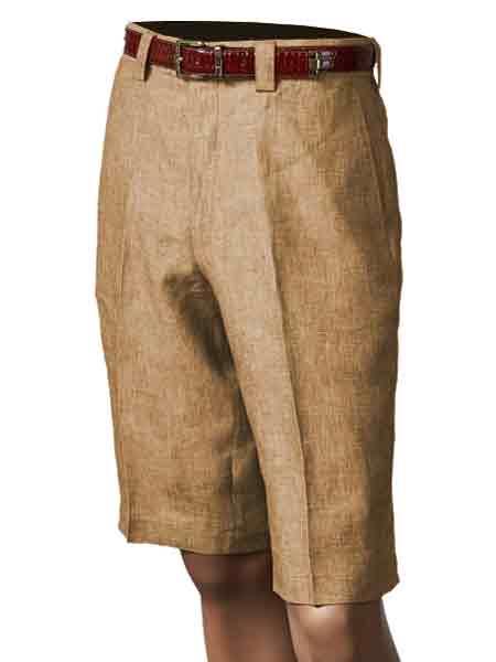 Inserch clothing line /Merc Pleated creased Flat Front Shorts Khaki Linen
