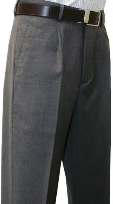  Single Pleated creased Dress Pants Roma Medium Gray 