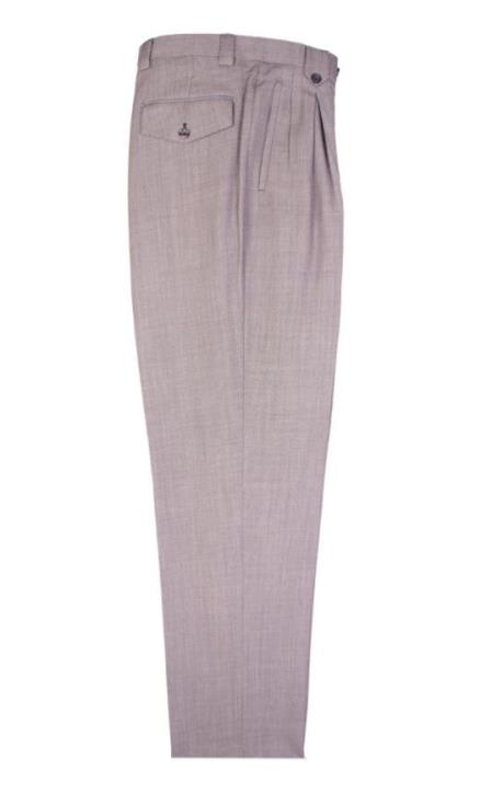 Light Grey Birdseye Pattern Super 150's Wool Pleated Pants