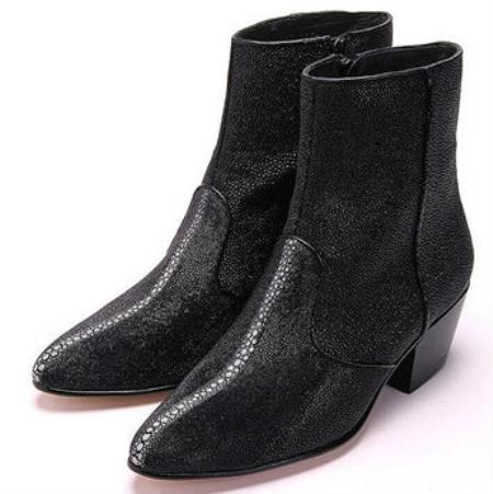  Authentic Los altos Genuine mantarraya stingray Inside Zipper Formal Shoes For Men Dark color black Shoes