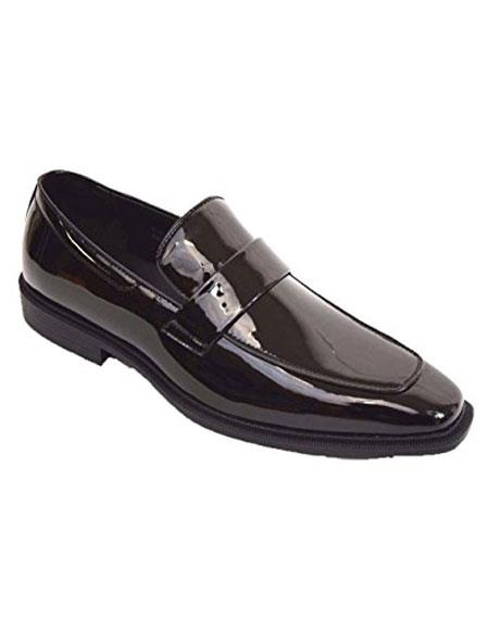 shining black loafer shoes