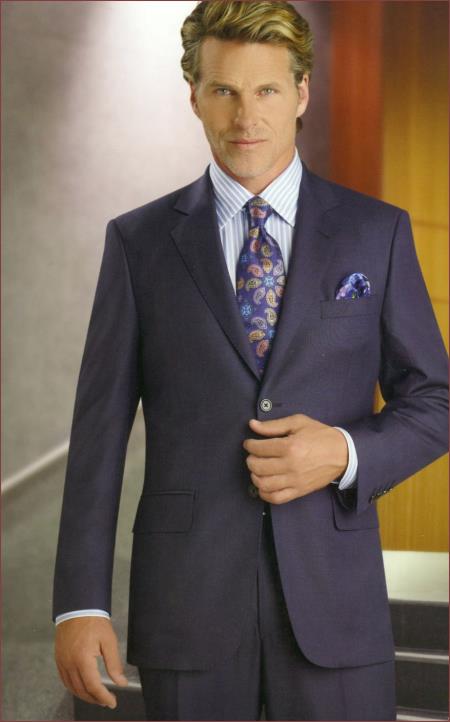 Mantoni Suit Plain Front Blue