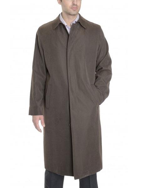 Men's Bark Brown Button Closure Raincoat With Removable Line