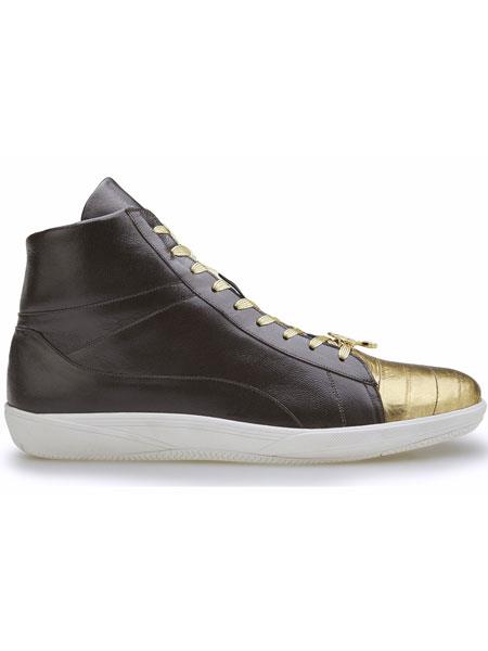 Belvedere Vitale Genuine Eel And Soft Calfskin Gold/Brown Exotic Shoes