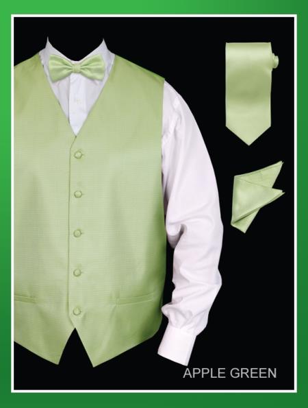 Jacquard Apple Green 4 Piece Vest Combo