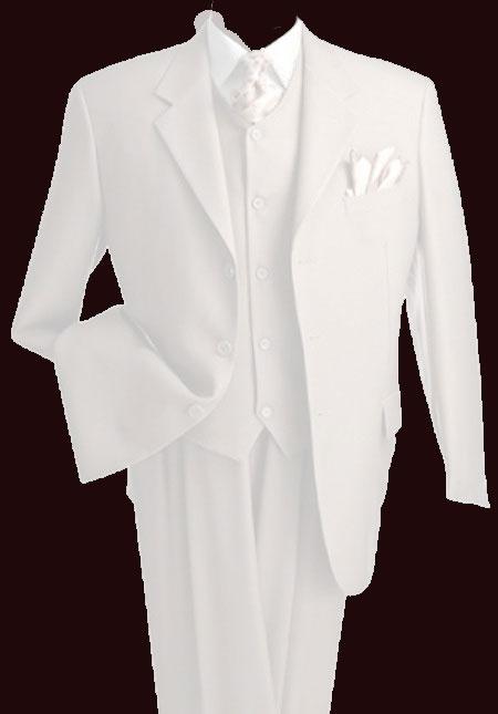  Premium White Vested 3 Piece Suits