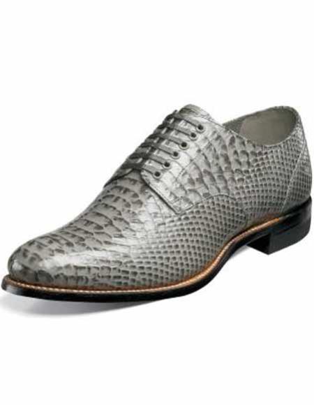 Stacy Adams Gray Snakeskin Laceup Style Classic Leather Sole
