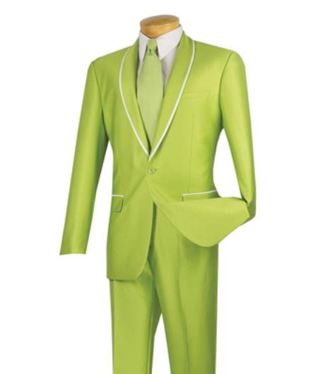 Vinci Lime kelly green Green Tuxedo Shawl Collar Looking Slim Fit Suits for Men