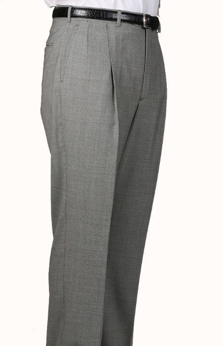  Dark color black/White Check Parker Pleated creased Pants Lined Trousers 