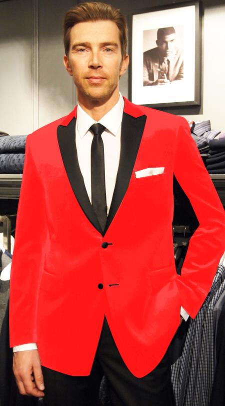  Velvet Velour Sportcoat Jacket Formal tux coats Sport Coat Two Tone Trimming Notch Collar Hot Christmas Red men's Blazer Suit pastel color - Red Tuxedo - Velvet Blazer - Mens Velvet Jacket