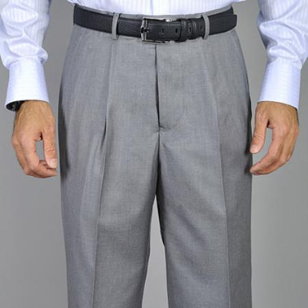Light Grey Single Pleat Pants, Mens Dress Slacks Online