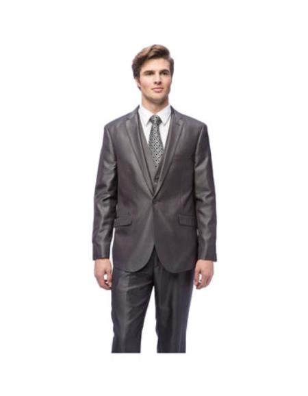 Men's West End Slim Fit Vested Suit Grey