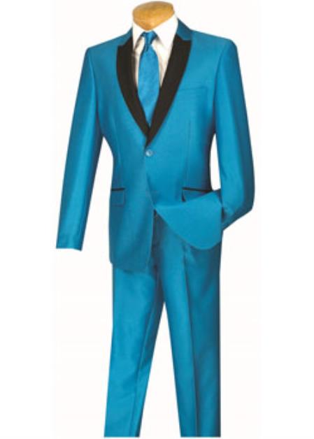  Slim Turquoise And Sky ~ Baby Blue And Black Lapel Looking Suit Prom ~ Weddted Blazer Suit Jacket For Men Affordable Sport Coats Saleing Groomsmen Cheap Homecoming Tuxedo Best Inexpensive ~ Cheap ~ Discount