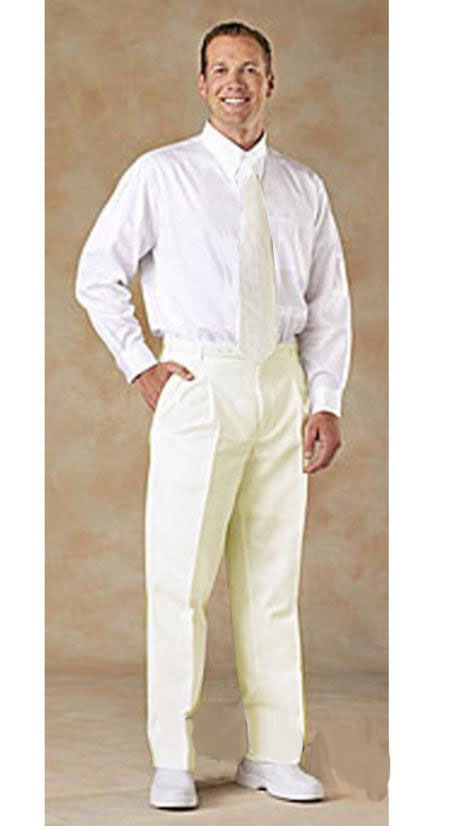  Pleated creased Pants / Slacks Plus White Shirt & Matching Tie Ivory 