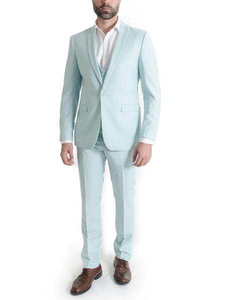 3 Piece Mint Narrow Peak Lapel Slim Fit Spring Suit