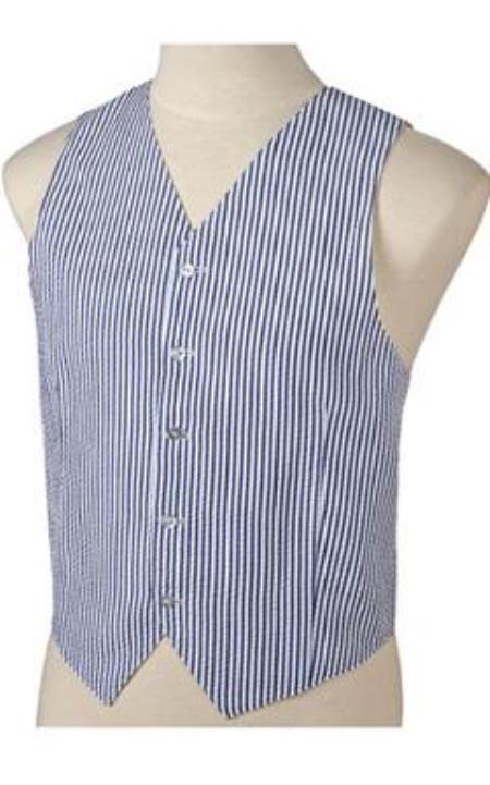  navy blue colored and White Stripe ~ Pinstripe Striped Summer seersucker suit Pattern Wedding Vest For Groom and Groomsmen Combo 