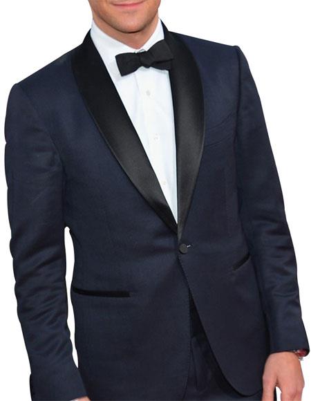   1 Button Navy Blue Prom ~ Wedding Groomsmen Tuxedo Suit