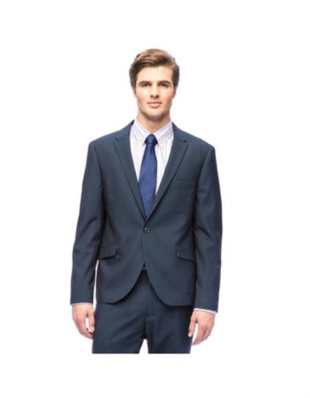 Men's West End 1-button Navy Peak Lapel Youth Look Slim Fit Suit