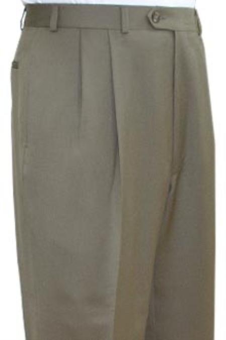  Superior fabric crafted professionally Dress Slacks / Trousers Tan - Beige Pleated creased Pants 