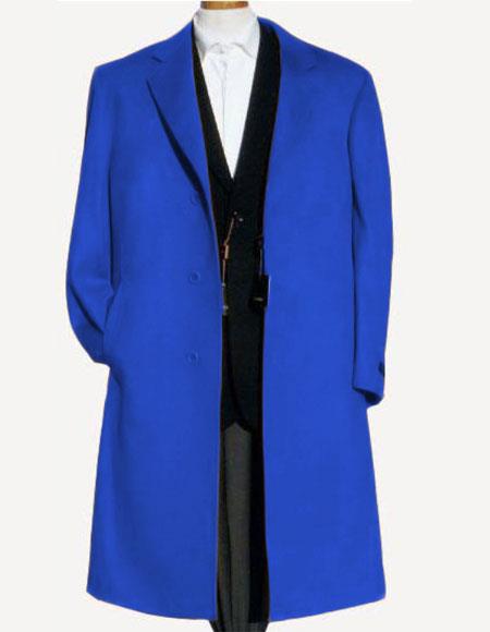  Soft Finest Grade Of Cashmere & Wool Royal Blue Overcoat ~ Long men's Dress Topcoat -  Winter coat 