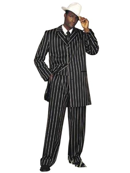  Bold Black High Fashion Pronounce White Pinstripe Suit Three Piece 1920s men's Fashion Pre order For July-8-2020