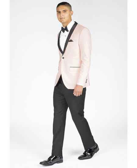  Slim Fit Shawl Lapel Blush Pink Tuxedo / Graduation Homecoming Outfits 