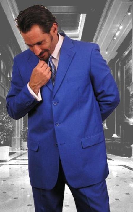 Royal Blue Single Breasted Suit | Tuxedos | Flat Front Pants
