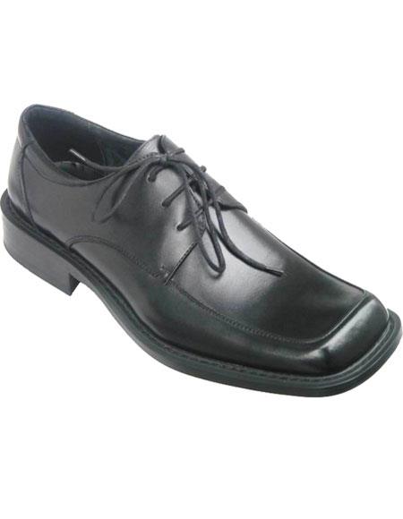 Square Toe Stylish Black Lace-Up Dress Shoe | Men's Shoes