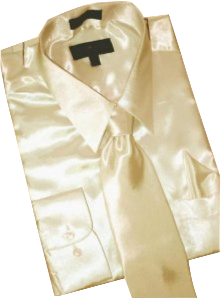  Satin Tan - Beige Dress Cheap Fashion Clearance Shirt Sale Online For Men Tie Hanky Combo 