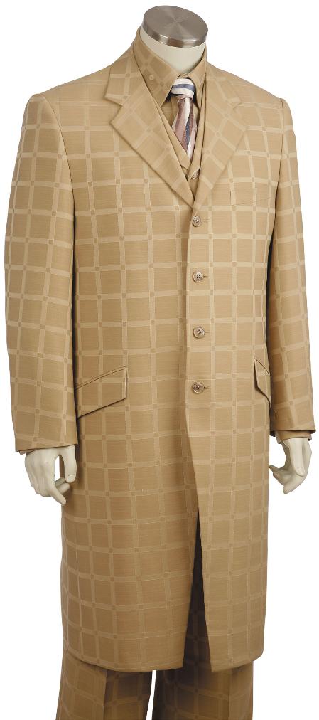  3 Piece Long length Zoot Suit Taupe 