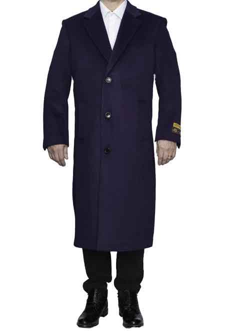  Purple 3 Button Full Length Wool Dress Top Ankle length Coat/Overcoat - Mens Topcoat - Mens Overcoat