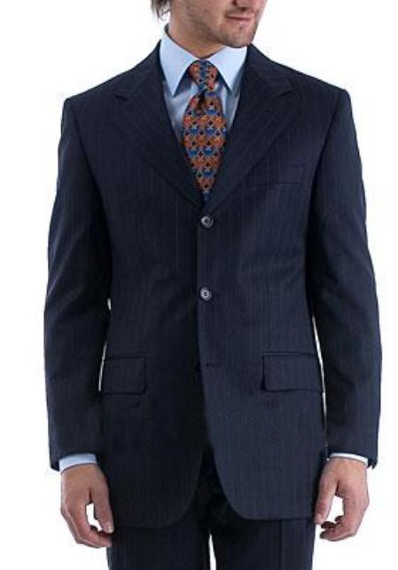 Three Buttons Navy Wool Suit