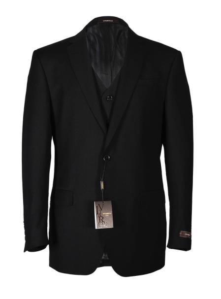 Fashion Fit Cut Black 2 Button Vested Suit