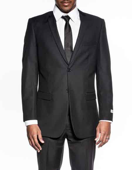  2 Button Classic Black Extra Slim Fit Wedding Prom Skinny Suit