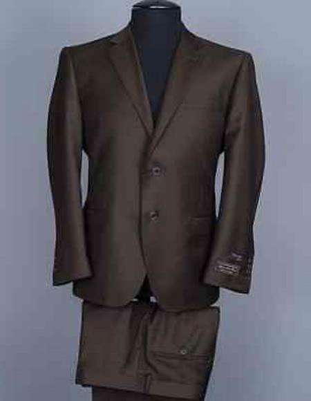 Tiglio Italian 2 Button 1 Wool Side Vent Notch Lapel Super 150's Modern Fit Brown Suit