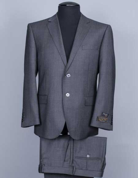 Tiglio Italian 2 Button 1 Wool Notch Lapel Super 150's Modern Fit Charcoal Suit