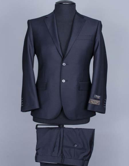 Tiglio 1 Wool Italian 2 Button Notch Lapel Super 150's Modern Fit Navy Suit