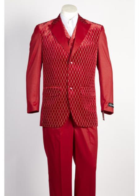  men's Red 2 Button  Suit