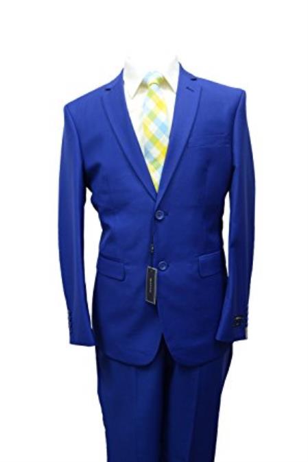 Two button Braveman Single Breasted Slim Fit Royal Blue Suit