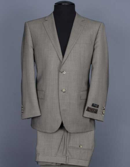 Tiglio Tan Nail Head Italian 2 Button 1 Wool Notch Lapel Modern Fit Suit