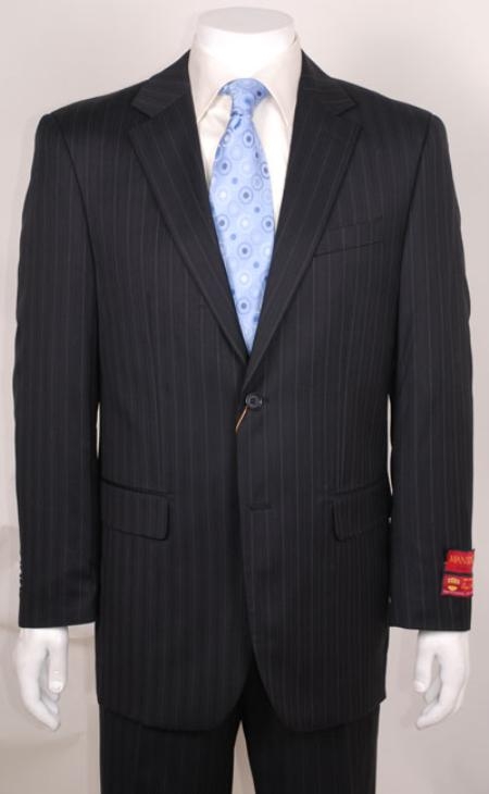  Two Buttons Black Wool Suit