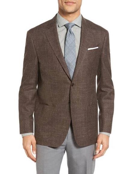 Men's Dark Brown Designer Fashion Dress Casual Blazer - Brown Linen Sport Coat - Linen Sport Coat
