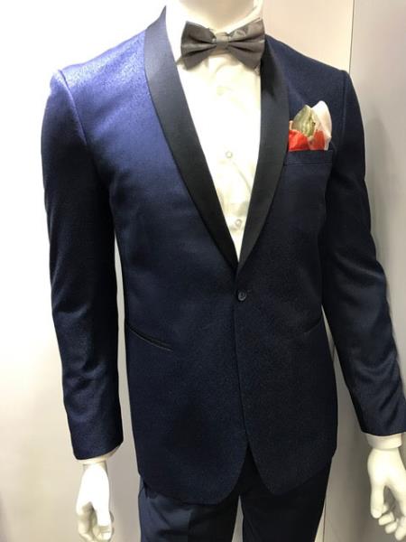 Two Toned Navy Blue ~ Midnight Color Paisley Dinner Jacket