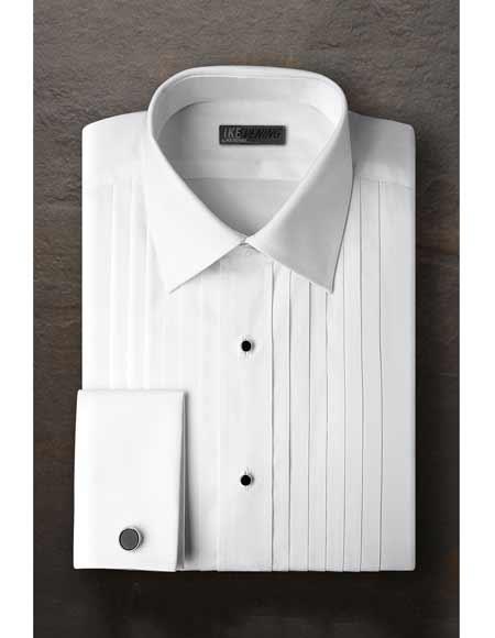  Vincent Regular Fit Pleated creased Laydown Tuxedo Cheap Fashion Clearance Shirt Sale Online For Men With Frenched Cuffed Ted Baker Brand White