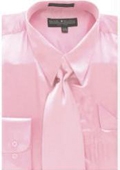 Men's Pink Shiny Silky Satin Dress Shirt