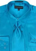 Men's Turquiose Shiny Silky Satin Dress Shirt
