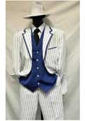 White With Blue Gangster Suit