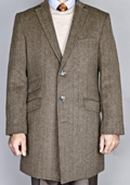 Mens Taupe Single Breasted Carcoat